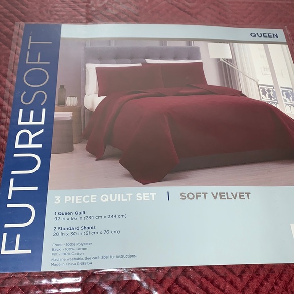 Future Soft Embroidered Velvet Queen Quilt Set 3Pc - Picture 16 of 16
